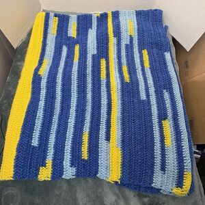 Handmade Blanket Lap Throw Colorful Striped Crochet Afghan Crocheted 51x57